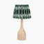 Corella Natural Mango Wood Curved Table Lamp Base with Izara 40cm Racing Green Ikat Patterned Mushroom Pleat Tapered Lampshade