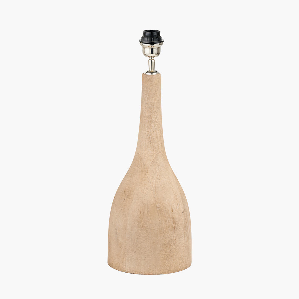 Corella Natural Mango Wood Curved Table Lamp Base with Izara 40cm Racing Green Ikat Patterned Mushroom Pleat Tapered Lampshade