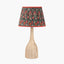 Corella Natural Mango Wood Curved Table Lamp Base with Floressa 40cm Red Floral Patterned Mushroom Pleat Tapered Lamp Shade