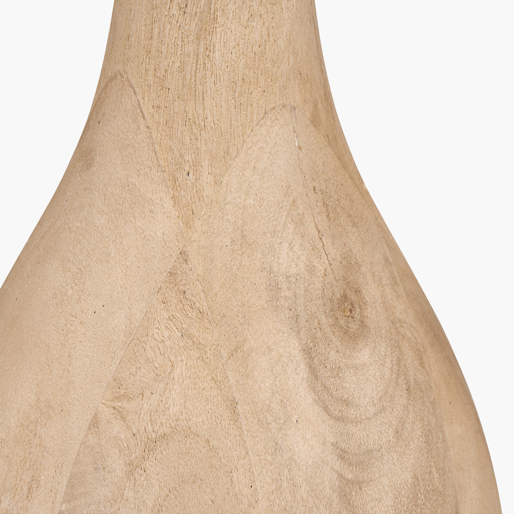 Corella Natural Mango Wood Curved Table Lamp Base with Floressa 40cm Red Floral Patterned Mushroom Pleat Tapered Lamp Shade