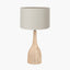 Corella Natural Mango Wood Curved Table Lamp Base with Lino 40cm Grey Self Lined Linen Cylinder Lampshade
