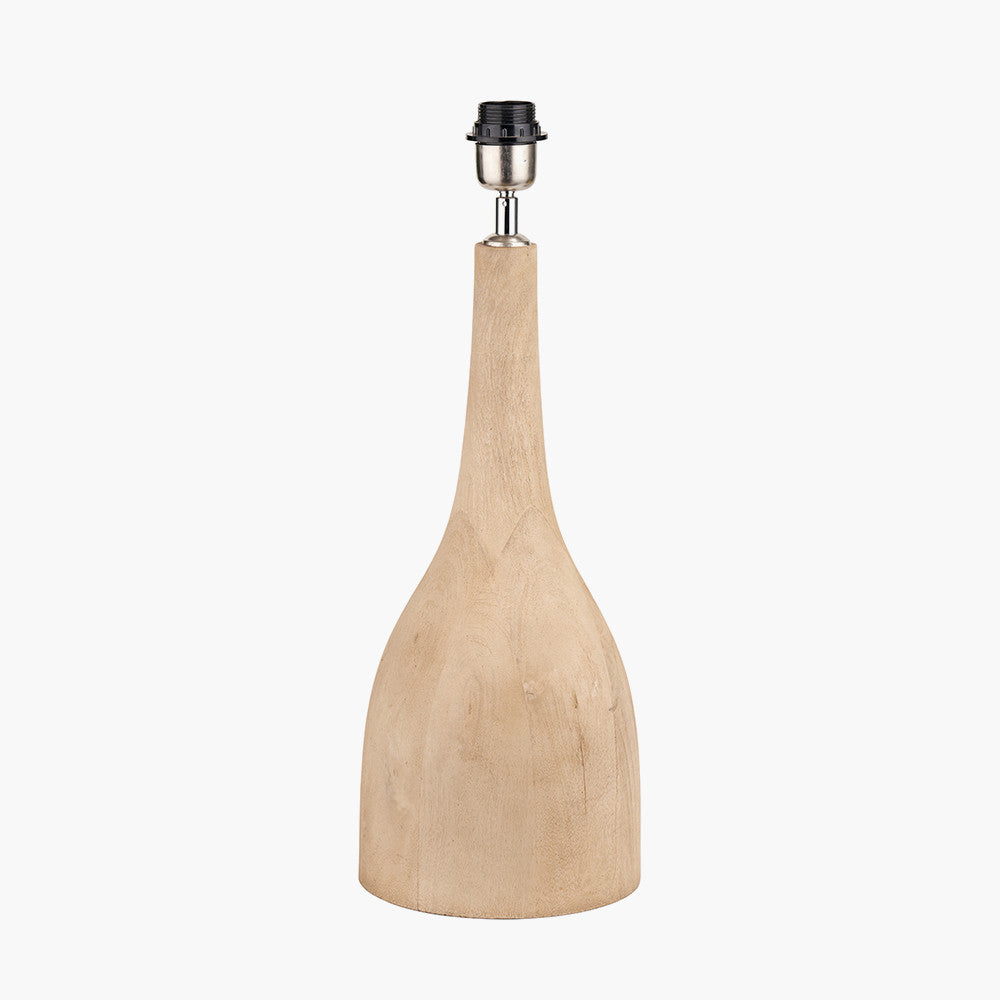 Corella Natural Mango Wood Curved Table Lamp Base with Lino 40cm White Self Lined Linen Cylinder Lampshade