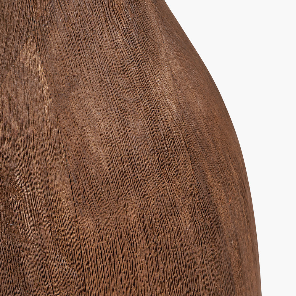 Corella Chocolate Brown Mango Wood Curved Table Lamp Base with Edward 40cm Natural Linen Cylinder Lampshade