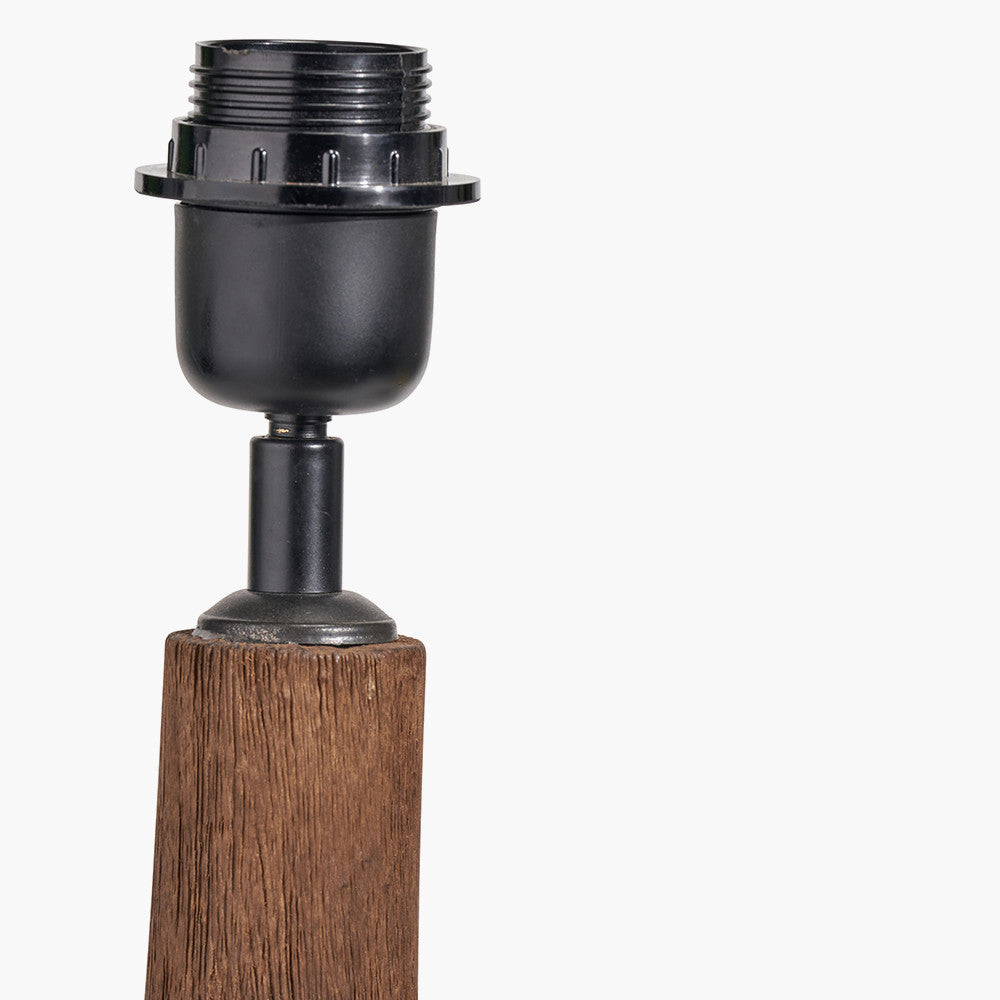 Corella Chocolate Brown Mango Wood Curved Table Lamp Base with Edward 40cm Natural Linen Cylinder Lampshade