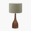 Corella Chocolate Brown Mango Wood Curved Table Lamp Base with Edward 40cm Pistachio Green Linen Cylinder Lampshade