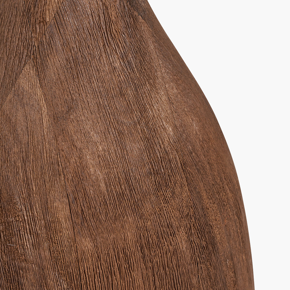 Corella Chocolate Brown Mango Wood Curved Table Lamp Base with Scallop 40cm Blue Ombre Soft Pleated Tapered Lampshade