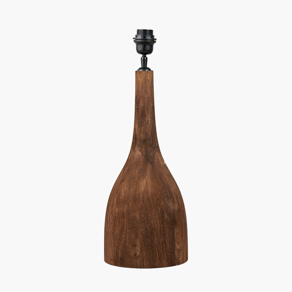 Corella Chocolate Brown Mango Wood Curved Table Lamp Base with Scallop 40cm Taupe Ombre Soft Pleated Tapered Lampshade