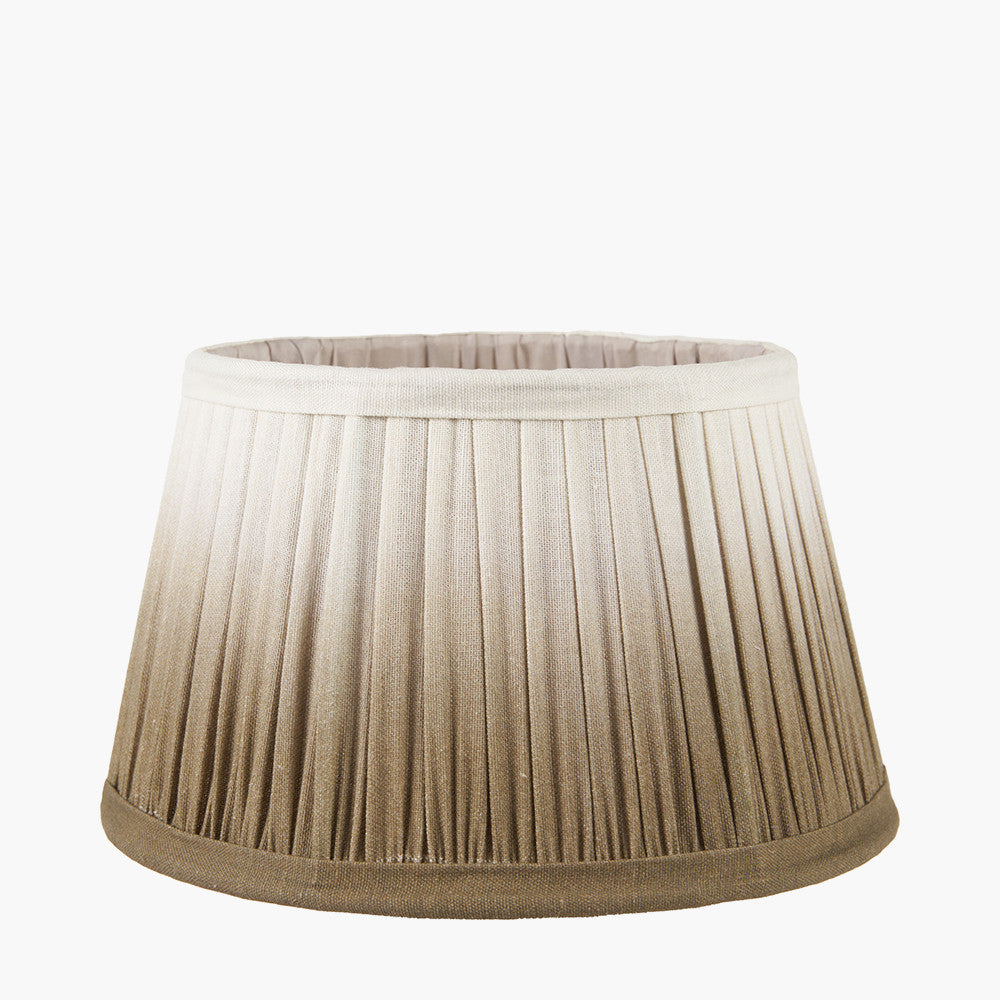 Corella Chocolate Brown Mango Wood Curved Table Lamp Base with Scallop 40cm Taupe Ombre Soft Pleated Tapered Lampshade