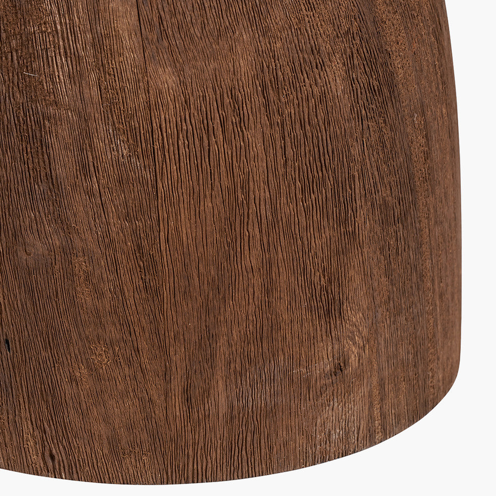 Corella Chocolate Brown Mango Wood Curved Table Lamp Base with Lino 40cm White Self Lined Linen Cylinder Lampshade