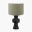Koa Black Mango Wood Contemporary Table Lamp Base with Edward 35cm Pistachio Green Linen Cylinder Lampshade