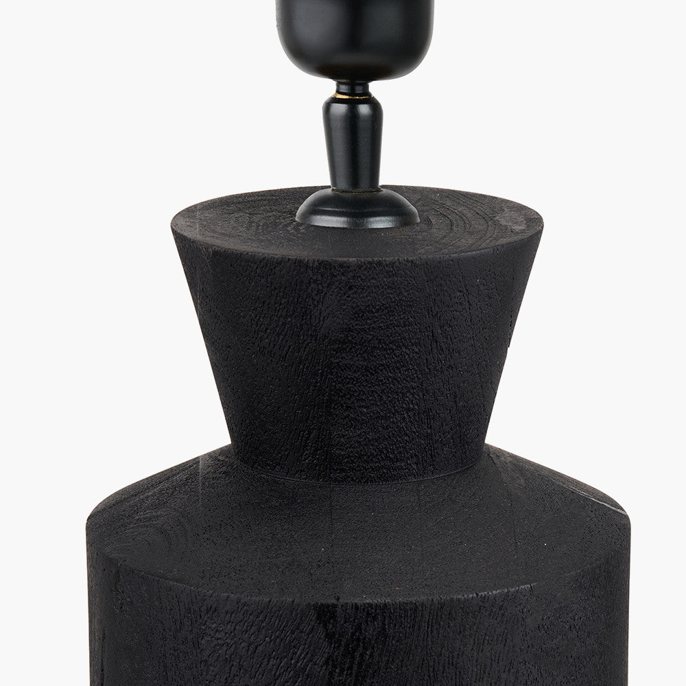 Koa Black Mango Wood Contemporary Table Lamp Base with Edward 35cm Pistachio Green Linen Cylinder Lampshade