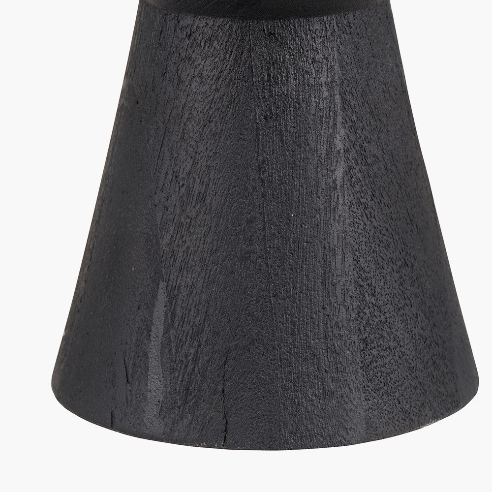 Koa Black Mango Wood Contemporary Table Lamp Base with Edward 35cm Pistachio Green Linen Cylinder Lampshade