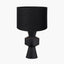Koa Black Mango Wood Contemporary Table Lamp Base with Lino 35cm Black Self Lined Linen Cylinder Lampshade