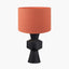 Koa Black Mango Wood Contemporary Table Lamp Base with Lino 35cm Cinnamon Self Lined Linen Cylinder Lampshade