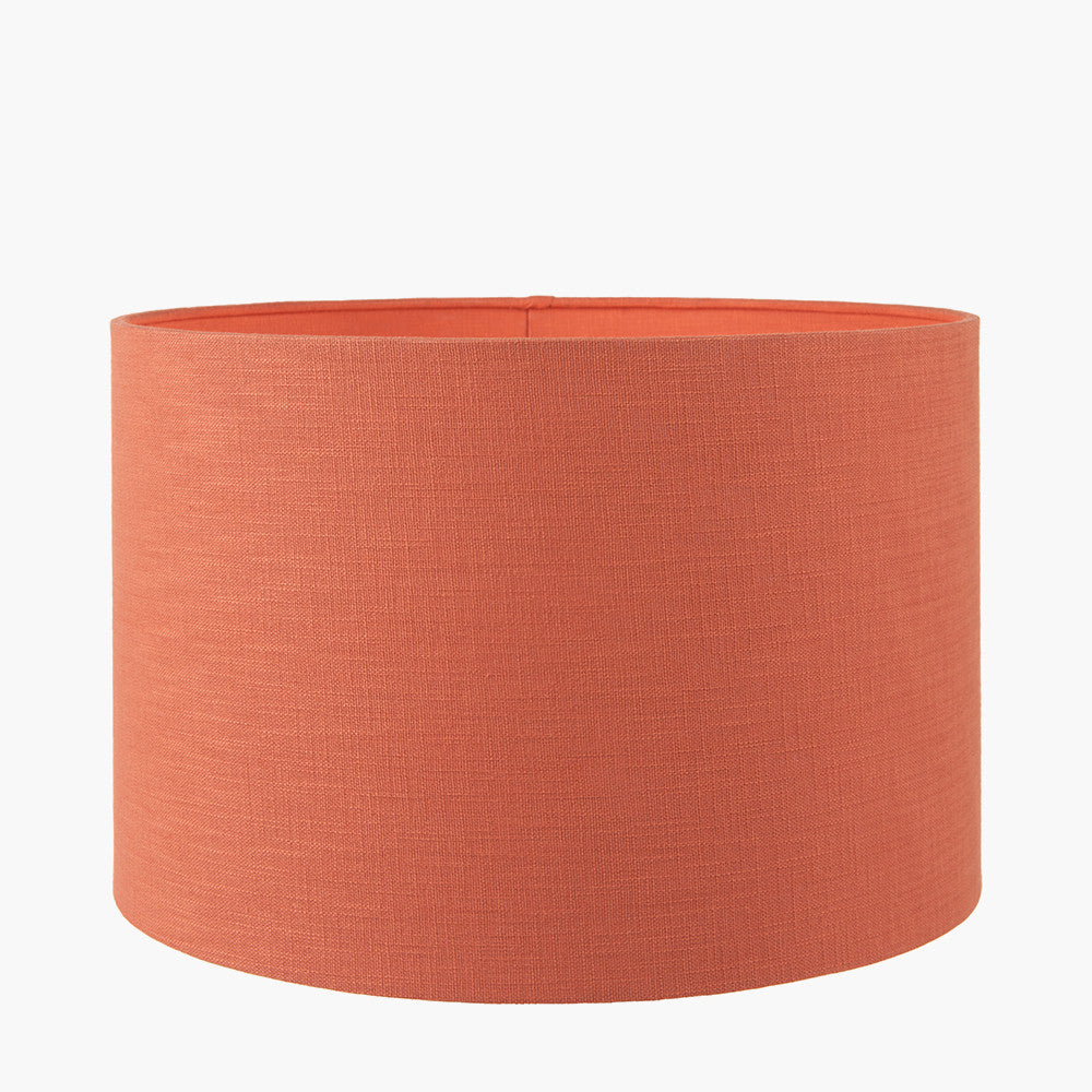 Koa Black Mango Wood Contemporary Table Lamp Base with Lino 35cm Cinnamon Self Lined Linen Cylinder Lampshade