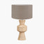 Koa Natural Mango Wood Contemporary Table Lamp Base with Edward 35cm Natural Linen Cylinder Lampshade