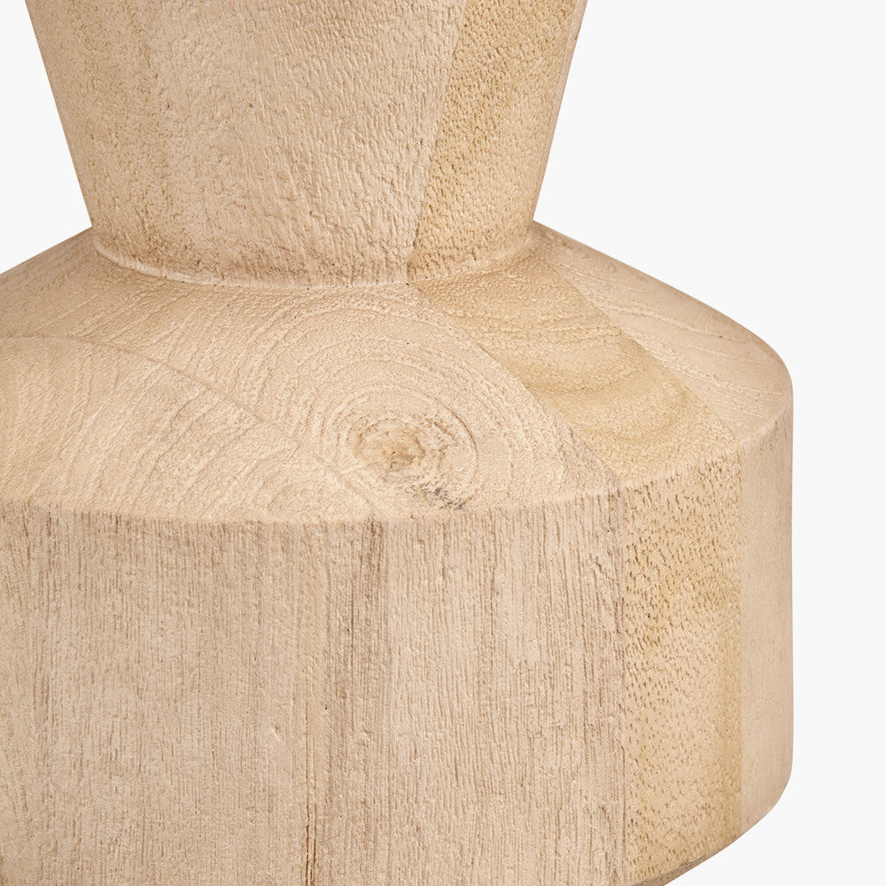 Koa Natural Mango Wood Contemporary Table Lamp Base with Edward 35cm Natural Linen Cylinder Lampshade