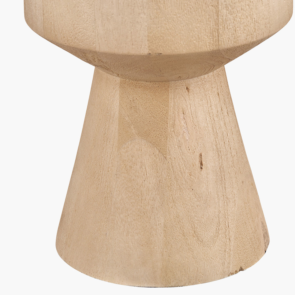 Koa Natural Mango Wood Contemporary Table Lamp Base with Edward 35cm Natural Linen Cylinder Lampshade