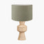Koa Natural Mango Wood Contemporary Table Lamp Base with Edward 35cm Pistachio Green Linen Cylinder Lampshade