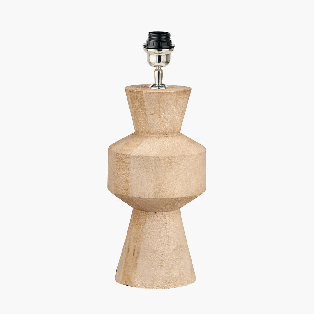 Koa Natural Mango Wood Contemporary Table Lamp Base with Edward 35cm Pistachio Green Linen Cylinder Lampshade