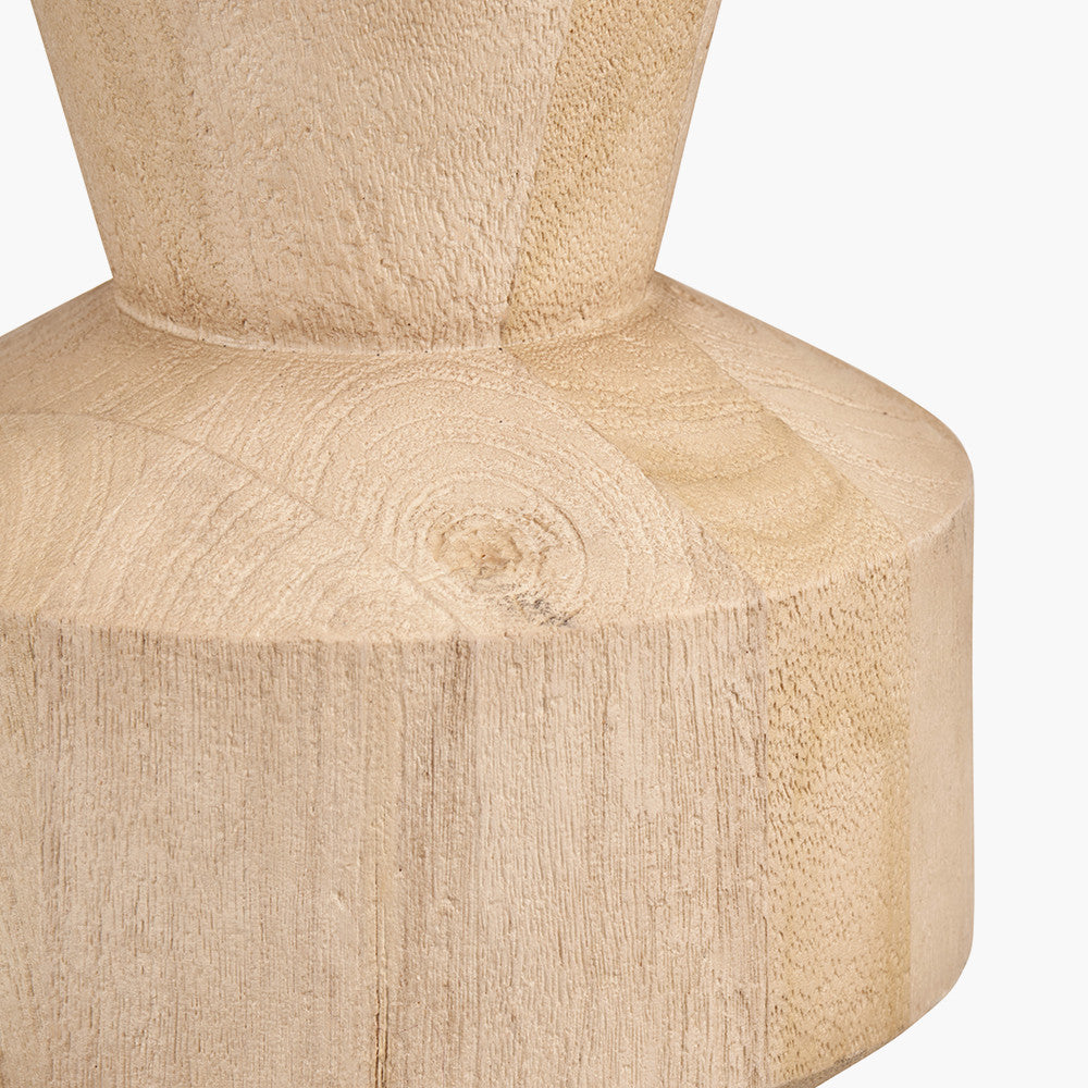 Koa Natural Mango Wood Contemporary Table Lamp Base with Lino 35cm Black Self Lined Linen Cylinder Lampshade