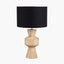Koa Natural Mango Wood Contemporary Table Lamp Base with Lino 35cm Black Self Lined Linen Cylinder Lampshade