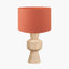 Koa Natural Mango Wood Contemporary Table Lamp Base with Lino 35cm Cinnamon Self Lined Linen Cylinder Lampshade