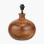Kiah Brown Oiled Finish Mango Wood Round Table Lamp Base with Ornella 45cm Green Floral Design Mushroom Pleat Empire Lamp Shade