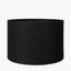 Kiah Brown Oiled Finish Mango Wood Round Table Lamp Base with Lino 40cm Black Self Lined Linen Cylinder Lampshade