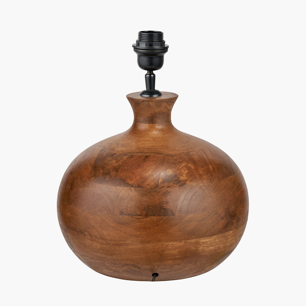Kiah Brown Oiled Finish Mango Wood Round Table Lamp Base