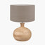 Kiah Natural Mango Wood Round Table Lamp Base with Edward 40cm Natural Linen Cylinder Lampshade