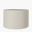 Kiah Natural Mango Wood Round Table Lamp Base with Lino 40cm Grey Self Lined Linen Cylinder Lampshade