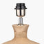 Kiah Natural Mango Wood Round Table Lamp Base with Lino 40cm White Self Lined Linen Cylinder Lampshade