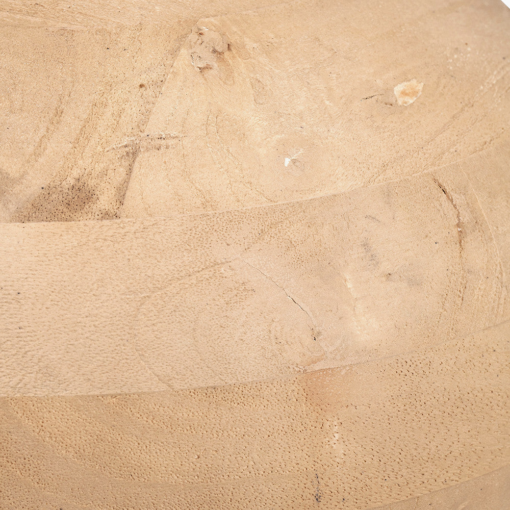 Kiah Natural Mango Wood Round Table Lamp Base with Lino 40cm White Self Lined Linen Cylinder Lampshade
