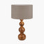 Nyari Brown Oiled Finish Mango Wood 3 Ball Design Table Lamp Base with Edward 40cm Natural Linen Cylinder Lampshade