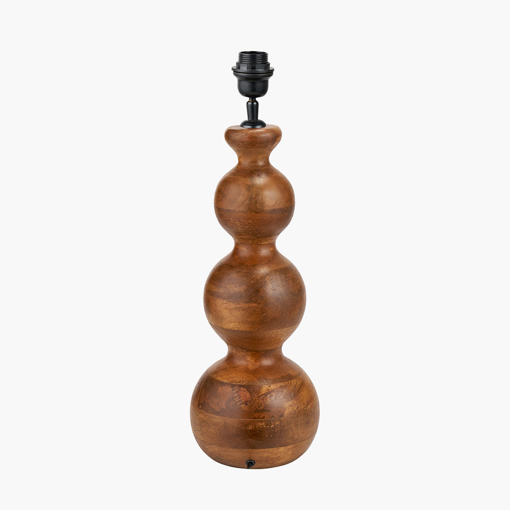Nyari Brown Oiled Finish Mango Wood 3 Ball Design Table Lamp Base