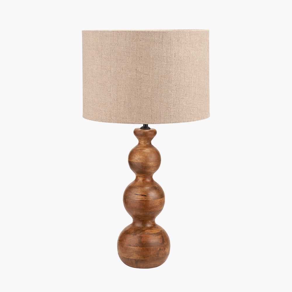 Nyari Brown Oiled Finish Mango Wood 3 Ball Design Table Lamp Base