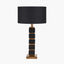 Maximo Matt Black and Antique Brass Cube Design Table Lamp Base with Harry 35cm Black Cotton Mix Cylinder Lampshade
