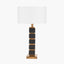 Maximo Matt Black and Antique Brass Cube Design Table Lamp Base with Harry 35cm Ivory Cotton Mix Cylinder Lampshade