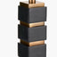 Maximo Matt Black and Antique Brass Cube Design Table Lamp Base with Stellan 35cm Black Slubbed Silk Mix Gold Lined Cylinder Lampshade