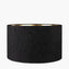 Maximo Matt Black and Antique Brass Cube Design Table Lamp Base with Stellan 35cm Black Slubbed Silk Mix Gold Lined Cylinder Lampshade