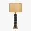 Maximo Matt Black and Antique Brass Cube Design Table Lamp Base with Stellan 35cm Gold Slubbed Silk Mix Gold Lined Cylinder Lampshade