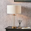 Ciara Clear Glass and Antique Brass Metal Table Lamp Base with Henry 35cm White Handloom Cylinder Lampshade