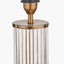 Ciara Clear Glass and Antique Brass Metal Table Lamp Base with Stellan 35cm Black Slubbed Silk Mix Gold Lined Cylinder Lampshade