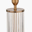 Ciara Clear Glass and Antique Brass Metal Table Lamp Base with Stellan 35cm Duck Egg Slubbed Silk Mix Gold Lined Cylinder Lampshade