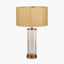 Ciara Clear Glass and Antique Brass Metal Table Lamp Base with Stellan 35cm Gold Slubbed Silk Mix Gold Lined Cylinder Lampshade