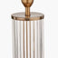Ciara Clear Glass and Antique Brass Metal Table Lamp Base with Stellan 35cm Green Slubbed Silk Mix Gold Lined Cylinder Lampshade