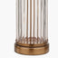 Ciara Clear Glass and Antique Brass Metal Table Lamp Base with Stellan 35cm Green Slubbed Silk Mix Gold Lined Cylinder Lampshade