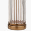 Ciara Clear Glass and Antique Brass Metal Table Lamp Base with Lino 35cm Cinnamon Self Lined Linen Cylinder Lampshade