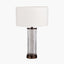 Ciara Clear Glass and Antique Bronze Metal Table Lamp Base with Henry 35cm White Handloom Cylinder Lampshade